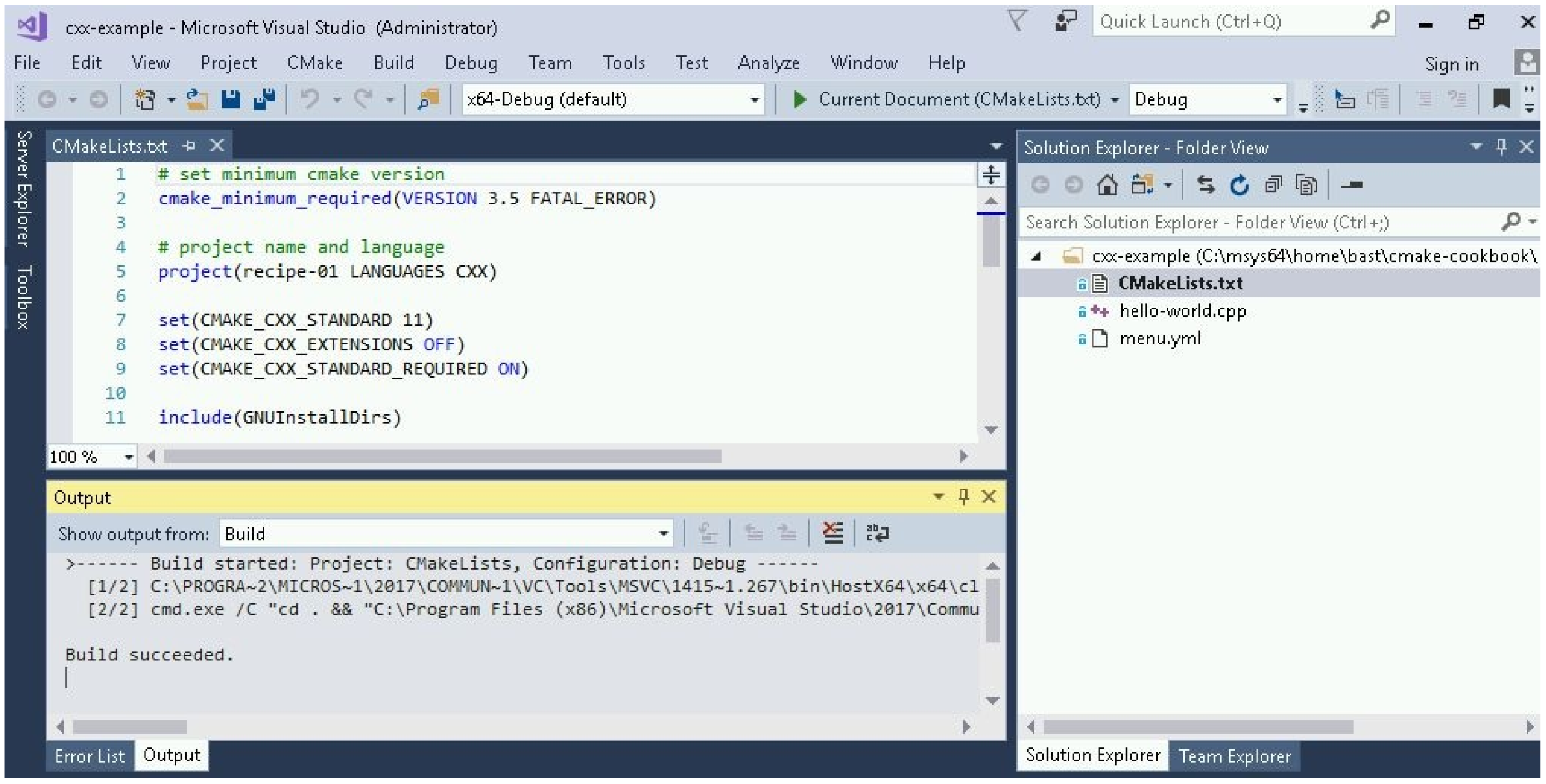 13.1 使用CMake构建Visual Studio 2017项目 - 图5