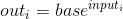out_i = base ^ {input_i}
