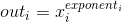 out_i = x_i ^ {exponent_i}