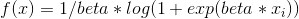 f(x) = 1/beta * log(1 + exp(beta * x_i))