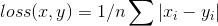 {loss}(x, y) = 1/n \sum |x_i - y_i|