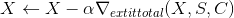 X \leftarrow X - \alpha \nabla_{ extit{total}}(X,S,C)