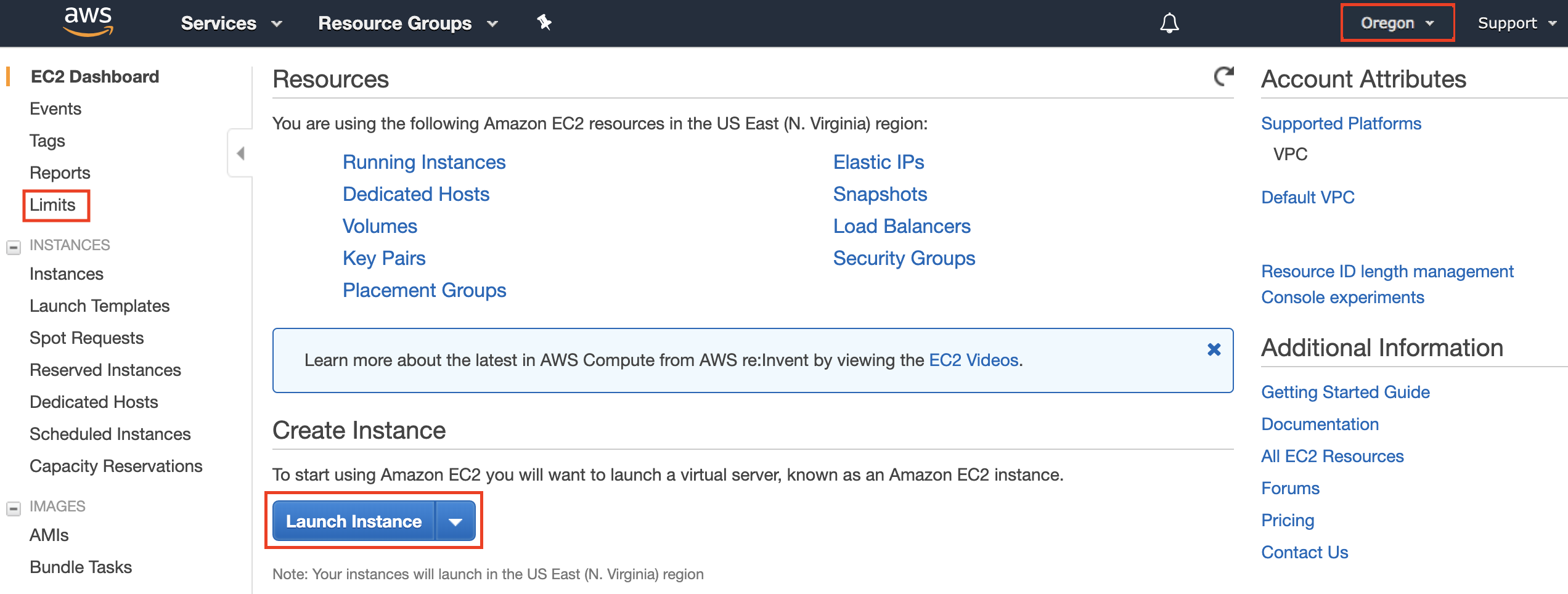 EC2 panel.
