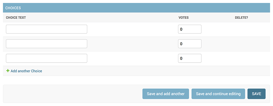 Add question page now has choices on it
