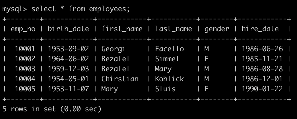 查找employees表所有emp_no为奇数的记录 - 图1