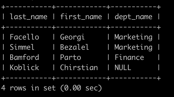 查找所有员工的last_name和first_name以及对应的dept_name - 图4