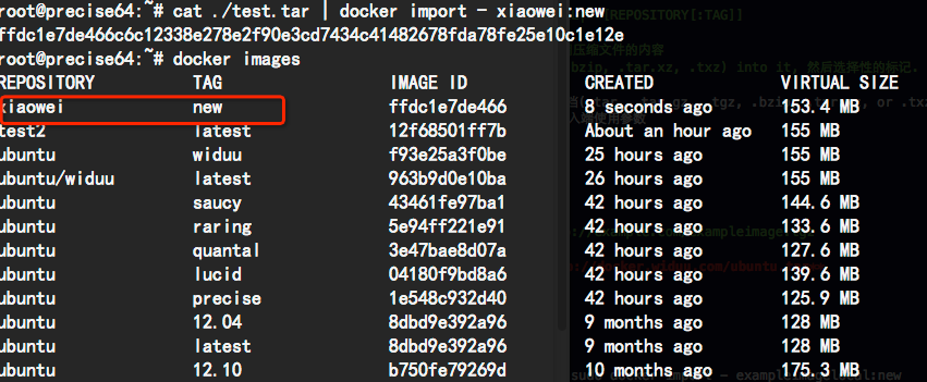 docker import
