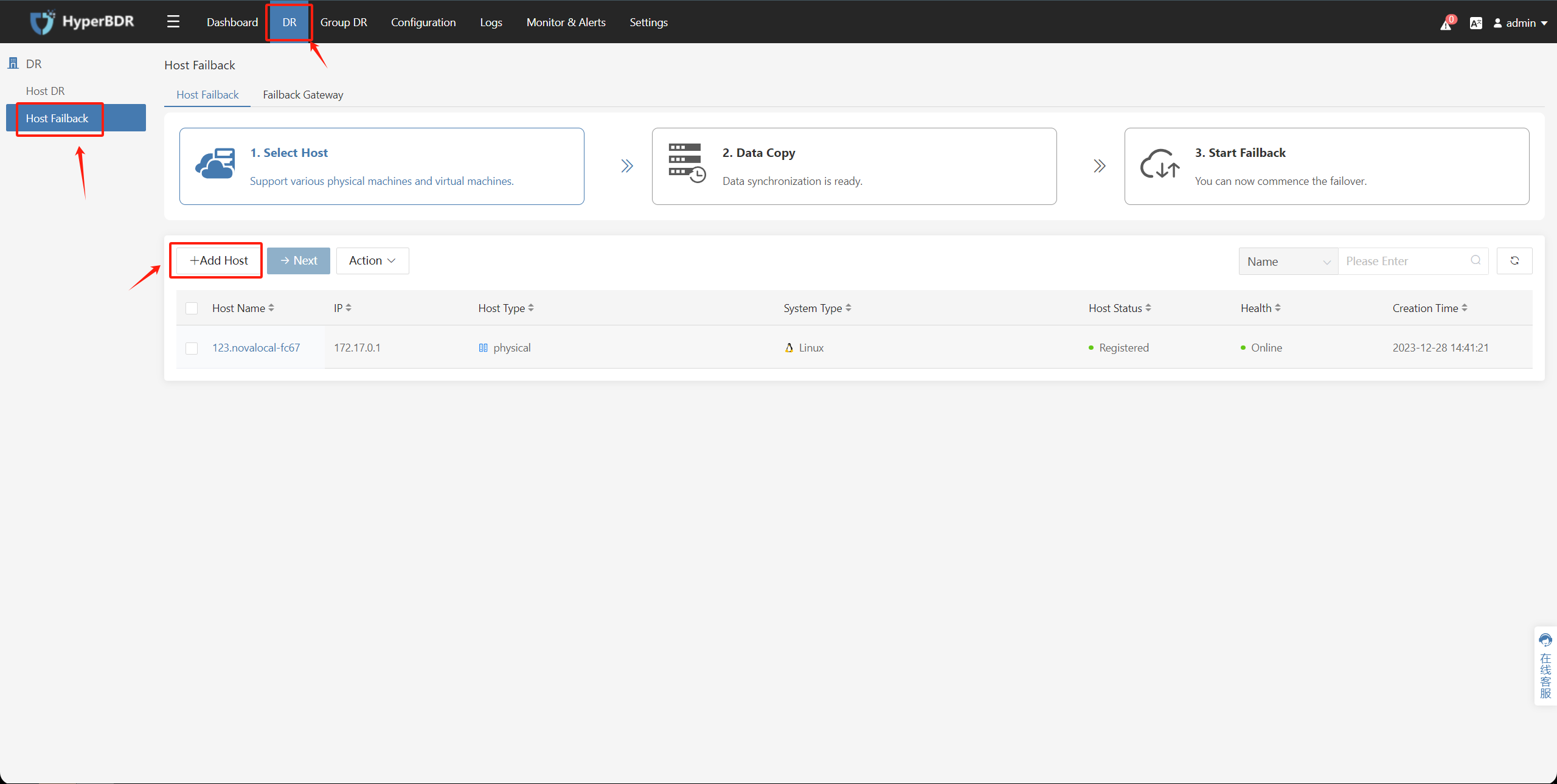 Install Agent on the Failback Host and register with HyperBDR - 图2