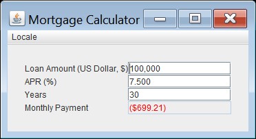 Mortgage Calculator, en-US locale