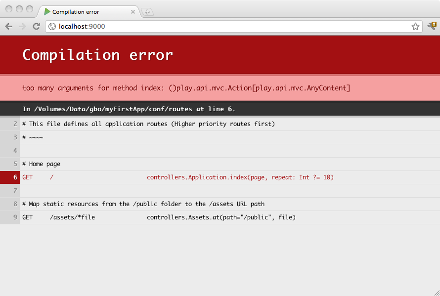 Route Error in Browser