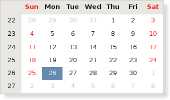 QCalendarWidget Class Reference - 图1