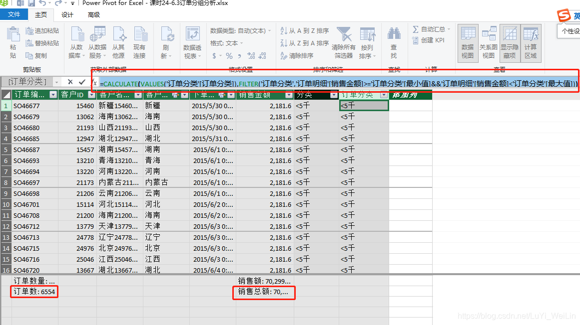 (2条消息) Power BI（二十六）power pivot之订单分组分析_可乐联盟-CSDN博客 - 图8