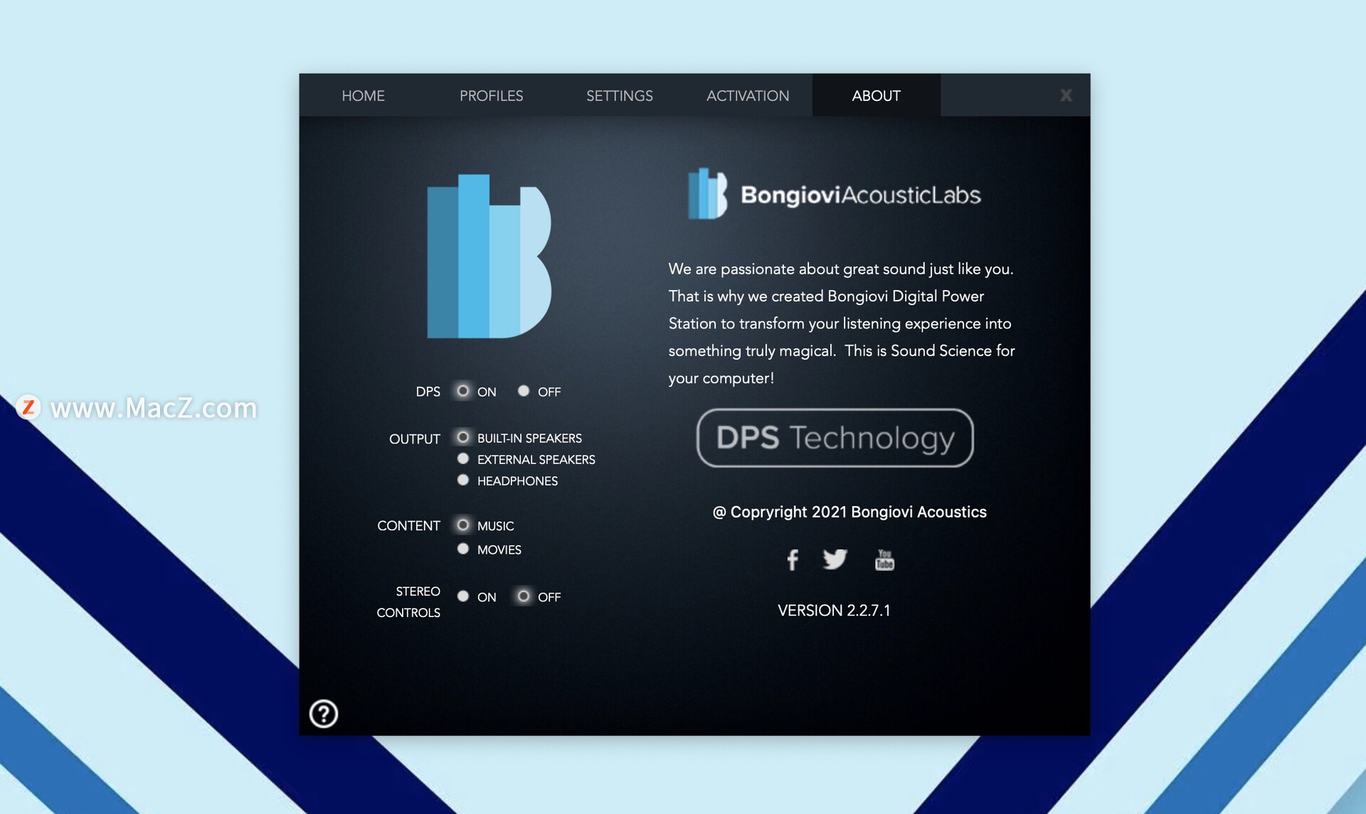 Bongiovi Acoustics DPS for mac(音频增强工具)v2.2.7.1 - 图1