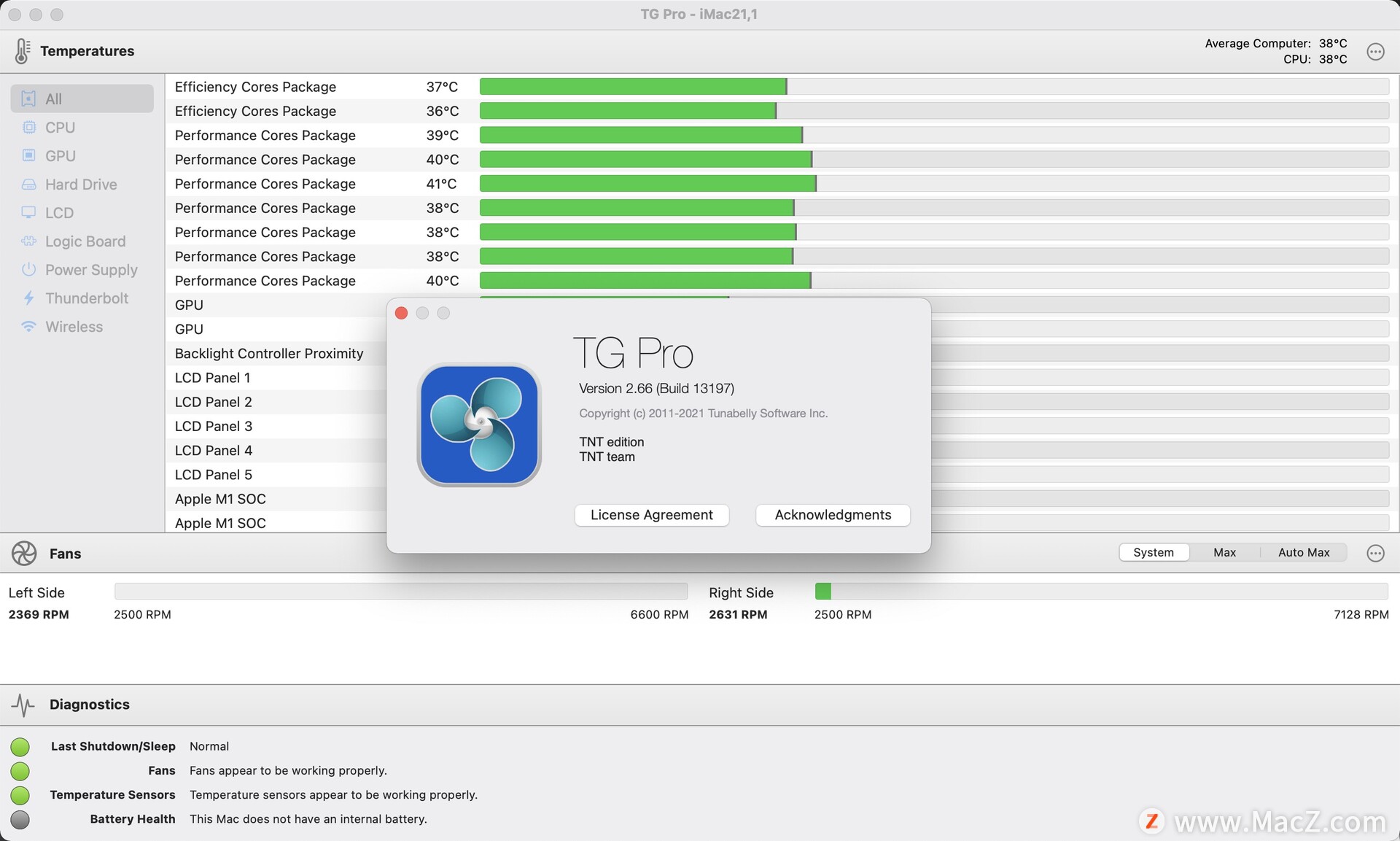 Mac电脑硬件温度监测工具：TG Pro for Mac 2.66 - 图1