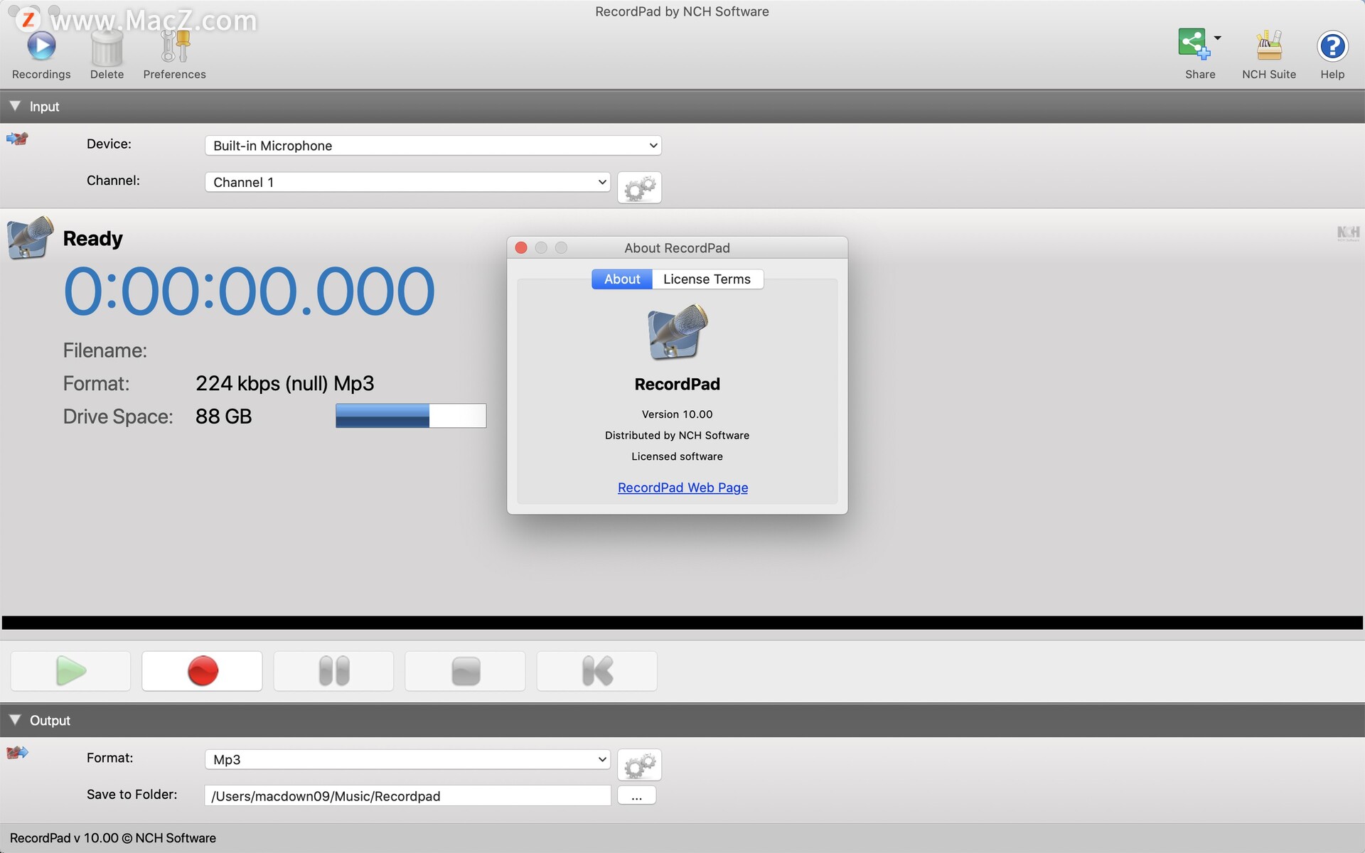 NCH RecordPad for mac(音频录制工具)v10.00激活版 - 图1
