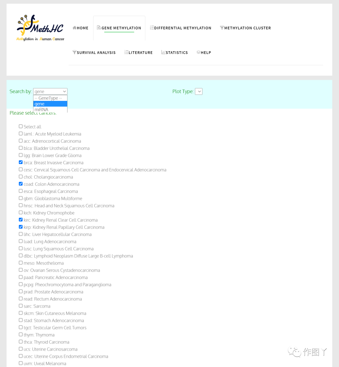 MethHC 2.0：泛癌DNA甲基化和基因表达数据库 - 图3