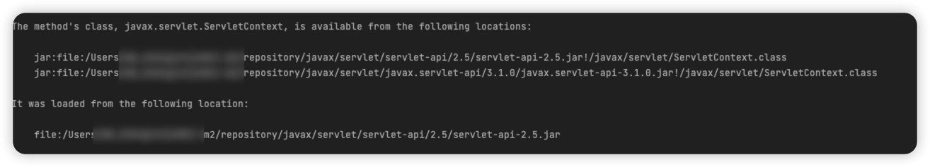 springboot启动报错The method‘s class, javax.servlet.ServletContext, is available from the following - 图4